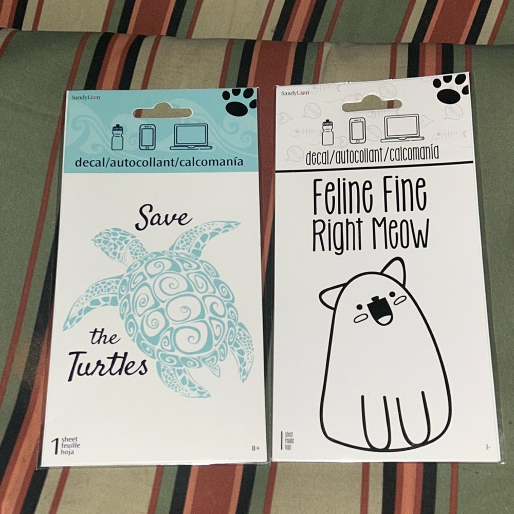 Sea Turtle and Cat Decals | Brand: Sandy Lion | NWT